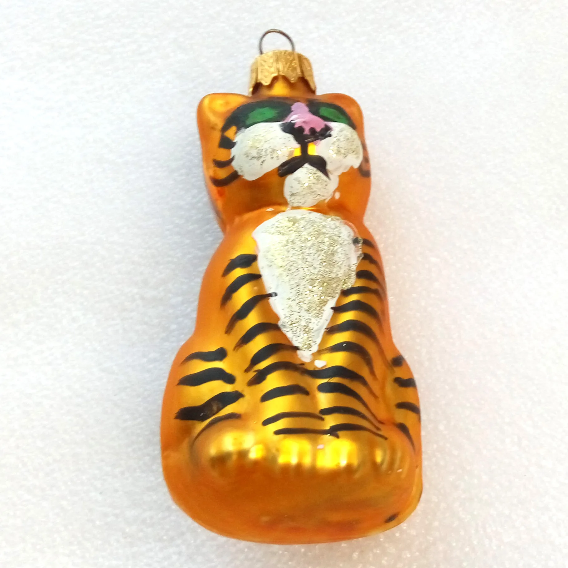 Ukraine Modern Glass Christmas Ornament Tiger