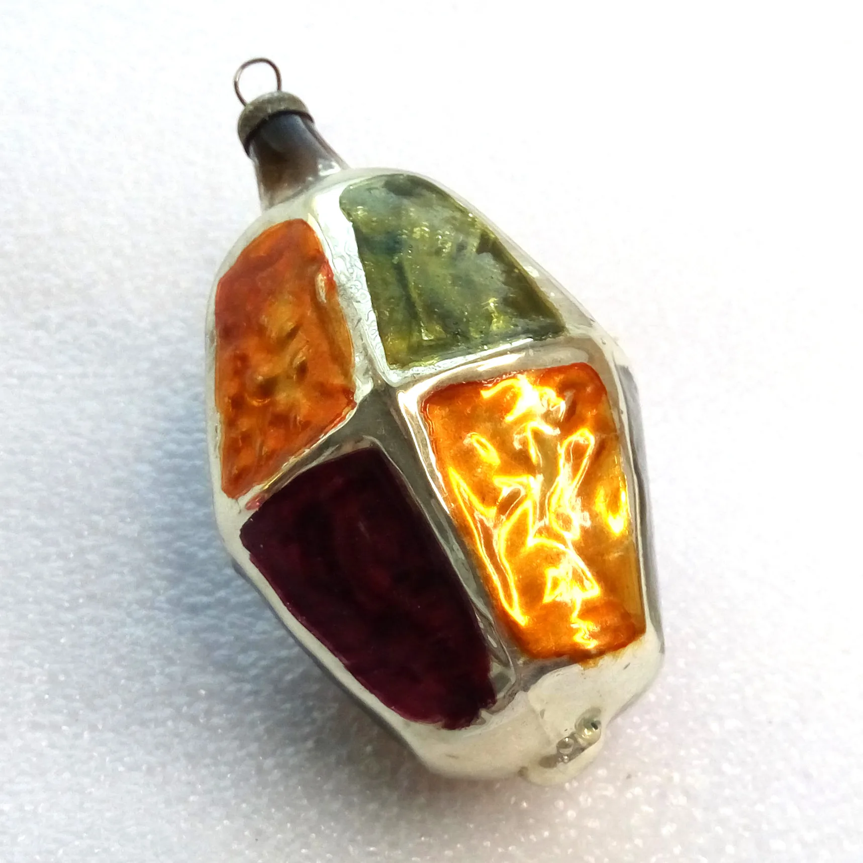 Vintage Silver Glass Christmas Ornament