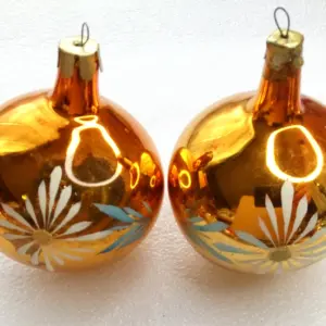 Set of 2 Vintage Glass Christmas Ornaments Balls