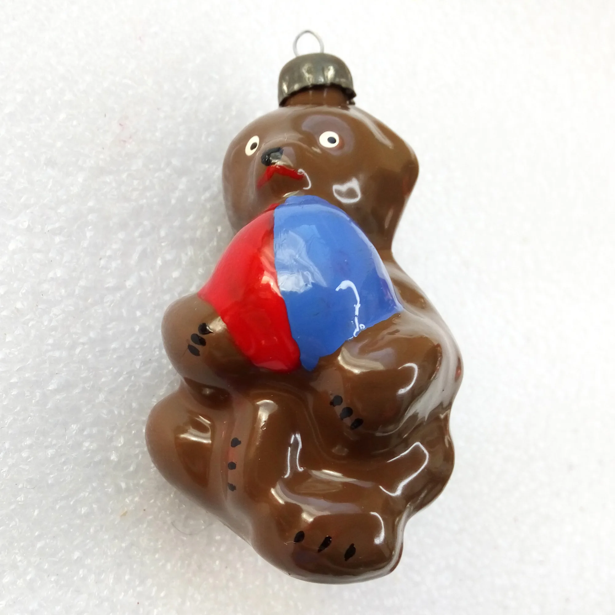 Vintage Glass Christmas Ornament Toy Bear Cub