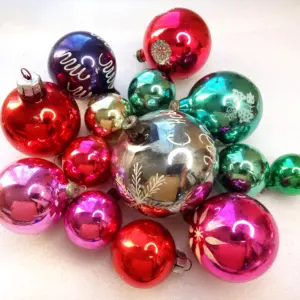 Set of 14 Vintage Glass Christmas Ornaments Balls