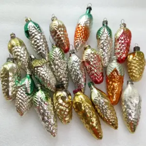 Set of 19 Vintage Ukrainian Glass Christmas Ornaments Pinecones