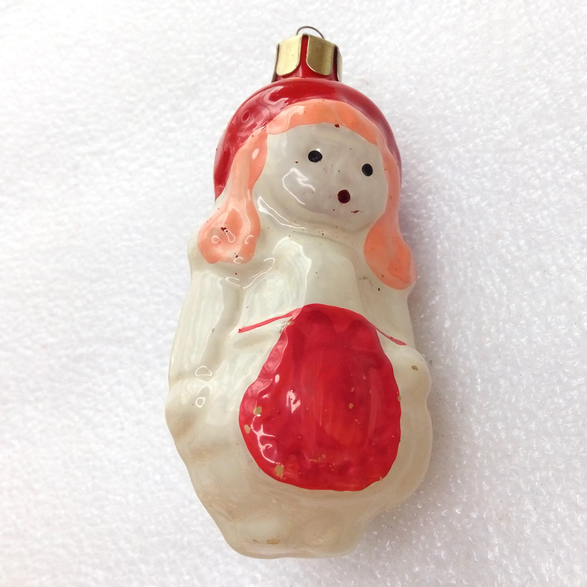 Antique Vintage Glass Christmas Ornaments Red Hood