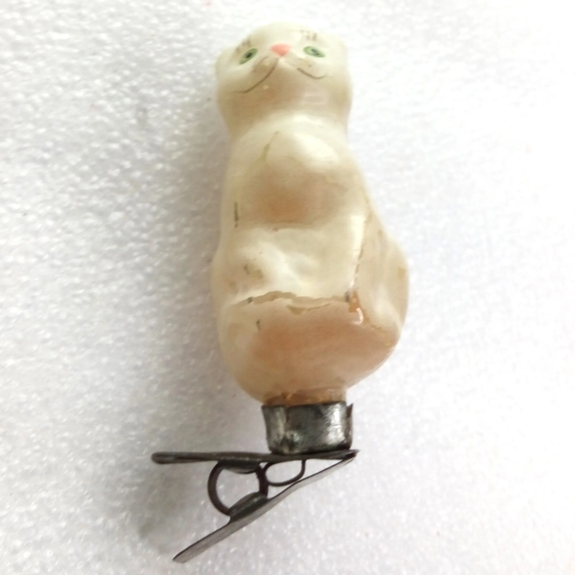 Unique Vintage Glass Christmas Ornament Kitten