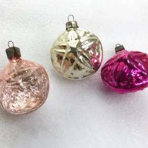 Set of 3 Old Antique Vintage Soviet Glass Christmas Ornaments Stars