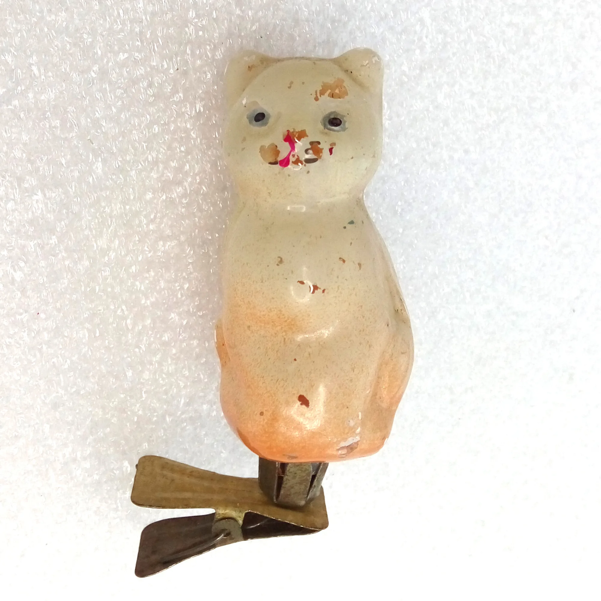 Antique Vintage Glass Christmas Ornament Kitten
