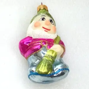 New Modern Ukrainian Glass Christmas Ornament Gnome