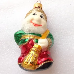New Modern Ukrainian Glass Christmas Ornament Gnome