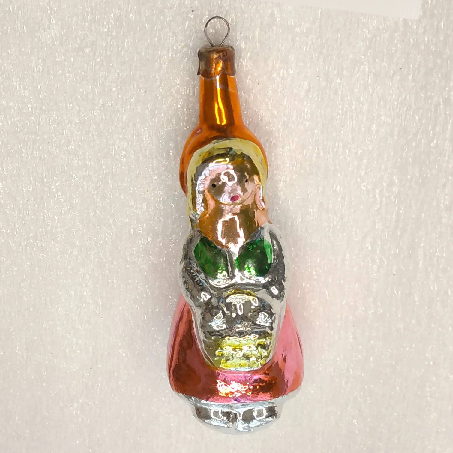 Antique Russian Vintage Mercury Glass Christmas Ornament Decor Red Hood