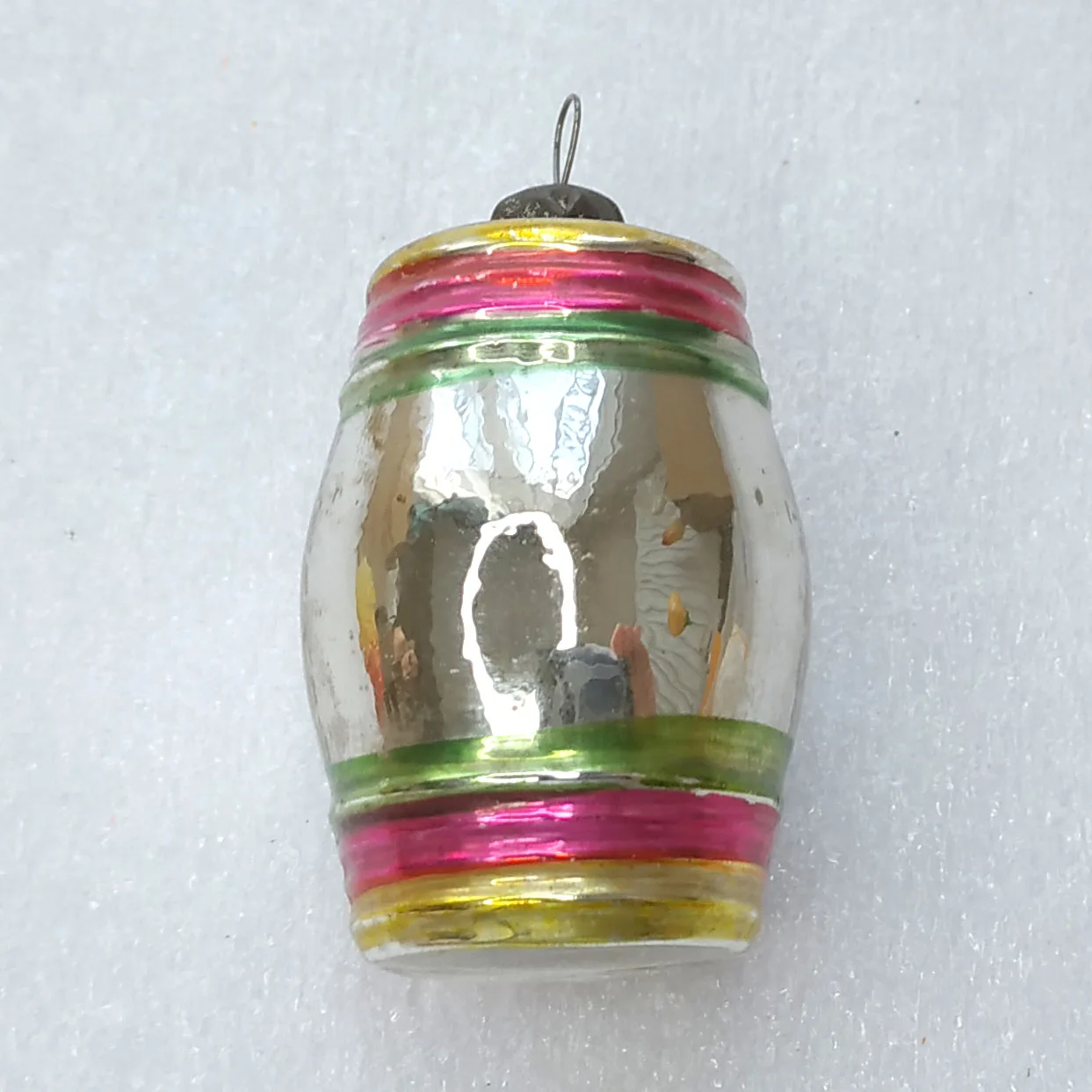 Antique Russian Vintage Mercury Glass Christmas Ornament Barrel