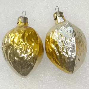 Set of 2 Antique Vintage Russian Glass Christmas Ornaments Tree Walnuts