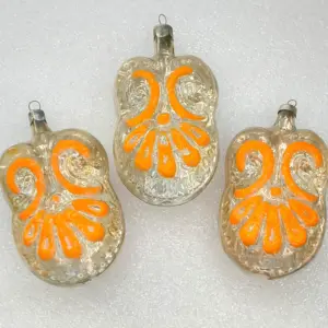 Set of 3 Antique Vintage Glass Christmas Ornaments
