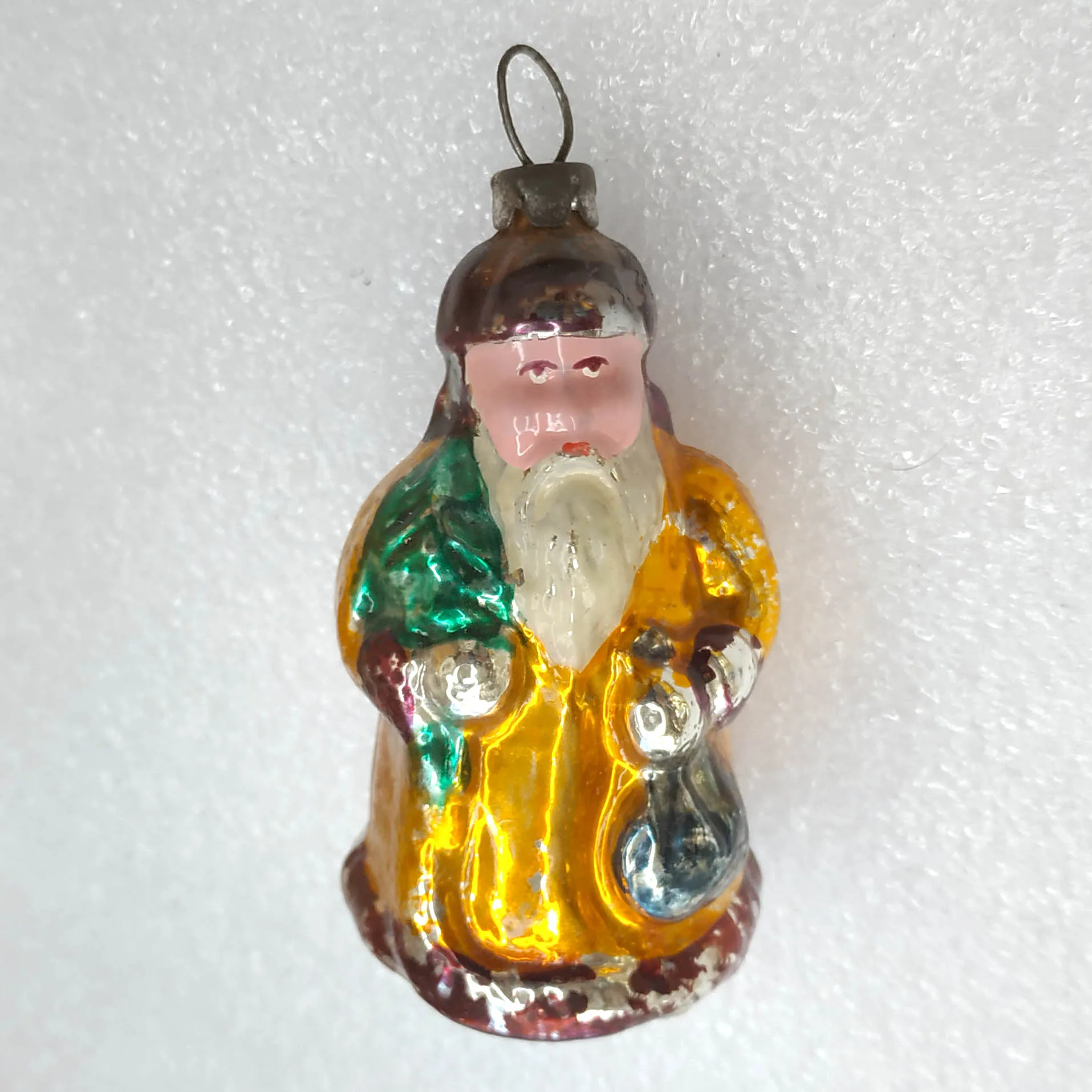 Antique Vintage Russian Glass Christmas Ornament Santa