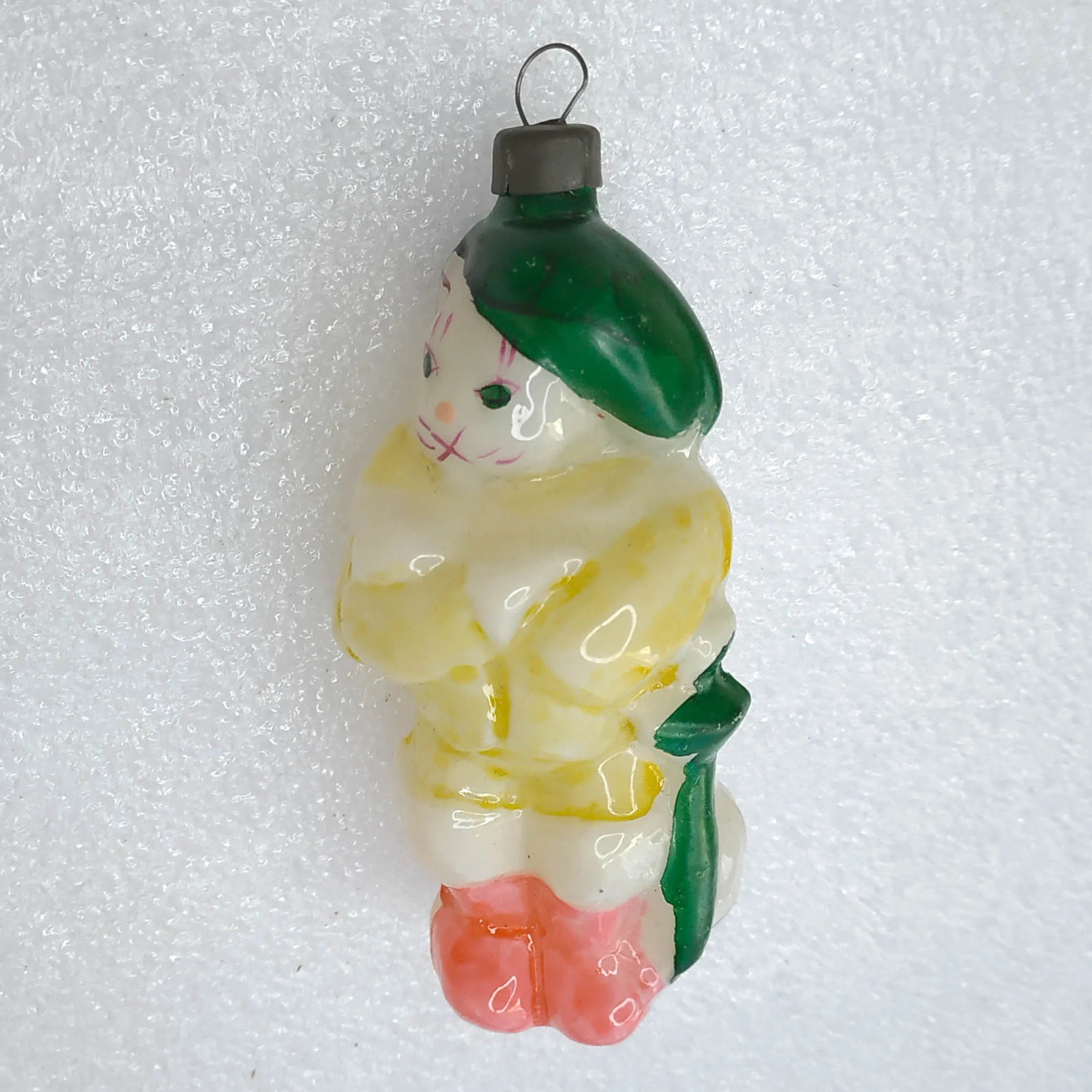 Antique Vintage Glass Christmas Ornament Cat in Boots