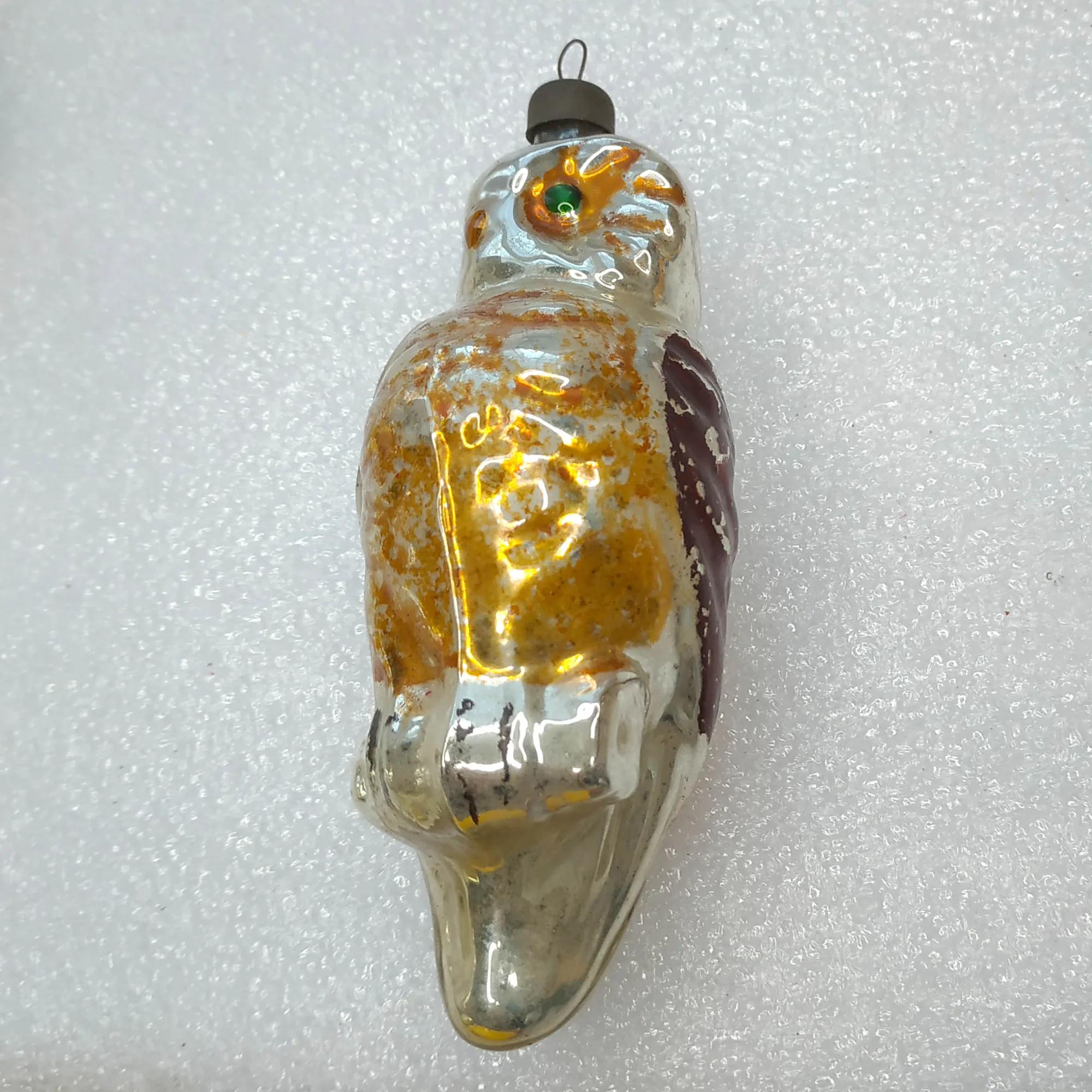 Antique Vintage USSR Glass Christmas Ornament Old Owl