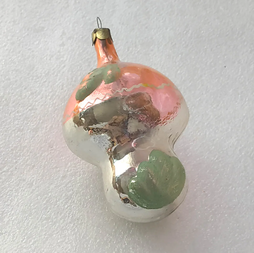 Vintage Silver Glass Christmas USSR Ornament Tree Antique Decor Mushroom