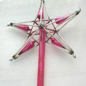 Vintage Tube Glass Christmas Ornament Tree Antique Decor USSR Star on Top