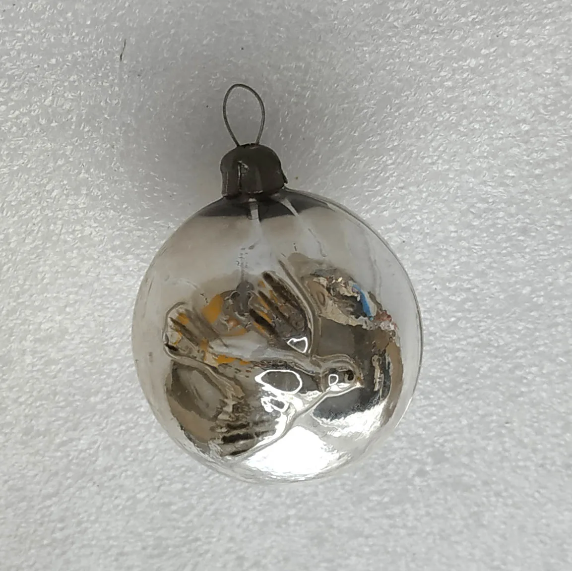 Antique Vintage USSR Mercury Glass Christmas Tree Ornament Ball Pigeon