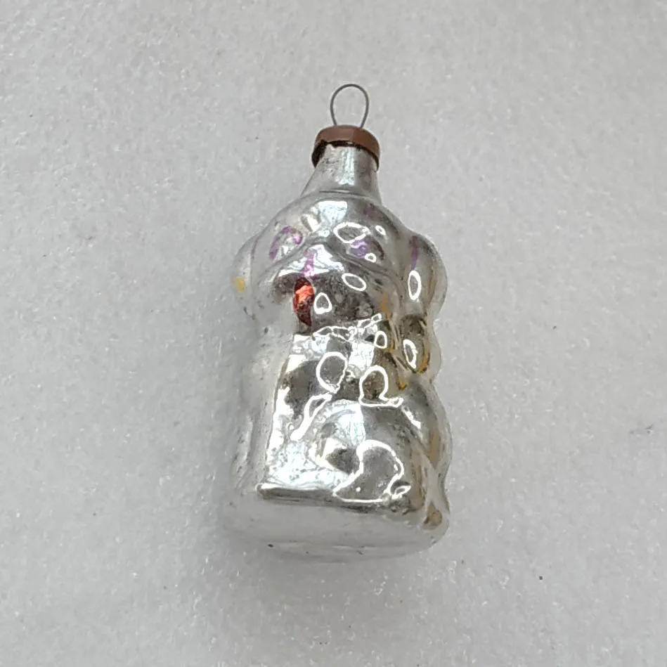 Vintage Silver Glass Christmas USSR Ornaments Tree Antique Decor Puppy