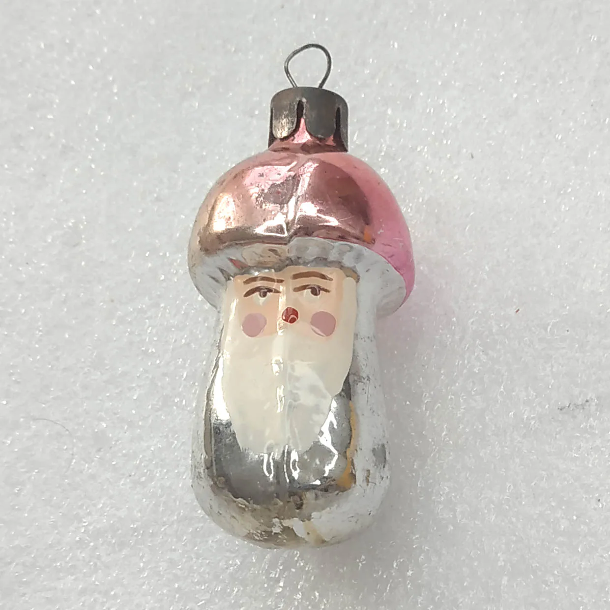 Vintage Silver Glass Christmas USSR Ornament Tree Antique Decor Mushroom