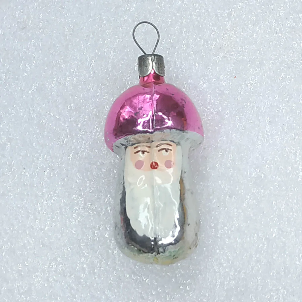 Vintage Silver Glass Christmas USSR Ornament Tree Antique Decor Mushroom