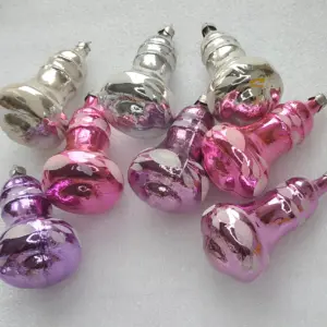 Set of 8 Vintage Christmas Silver Glass Ornaments USSR Tree Antique Decor Bells
