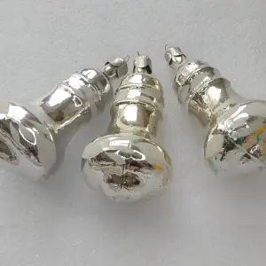 Set of 3 Vintage Christmas Silver Glass Ornaments USSR Tree Antique Decor Bells