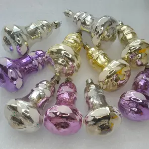 Set of 10 Vintage Christmas Silver Glass Ornaments USSR Tree Antique Decor Bells