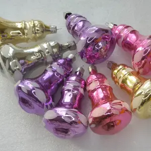 Set of 8 Vintage Christmas Silver Glass Ornaments USSR Tree Antique Decor Bells