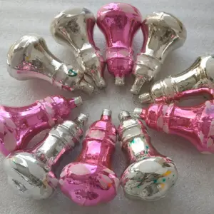 Set of 10 Vintage Christmas Silver Glass Ornaments USSR Tree Antique Decor Bells