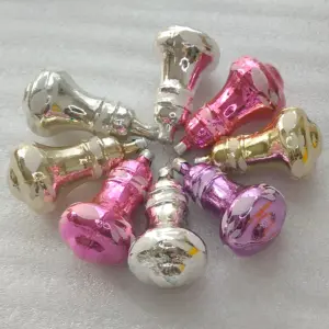 Set of 8 Vintage Christmas Silver Glass Ornaments USSR Tree Antique Decor Bells
