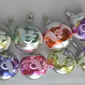 Set of 8 Vintage Christmas Silver Glass Ornaments USSR Tree Antique Decor Balls