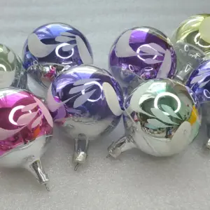 Set of 8 Vintage Christmas Silver Glass Ornaments USSR Tree Antique Decor Balls