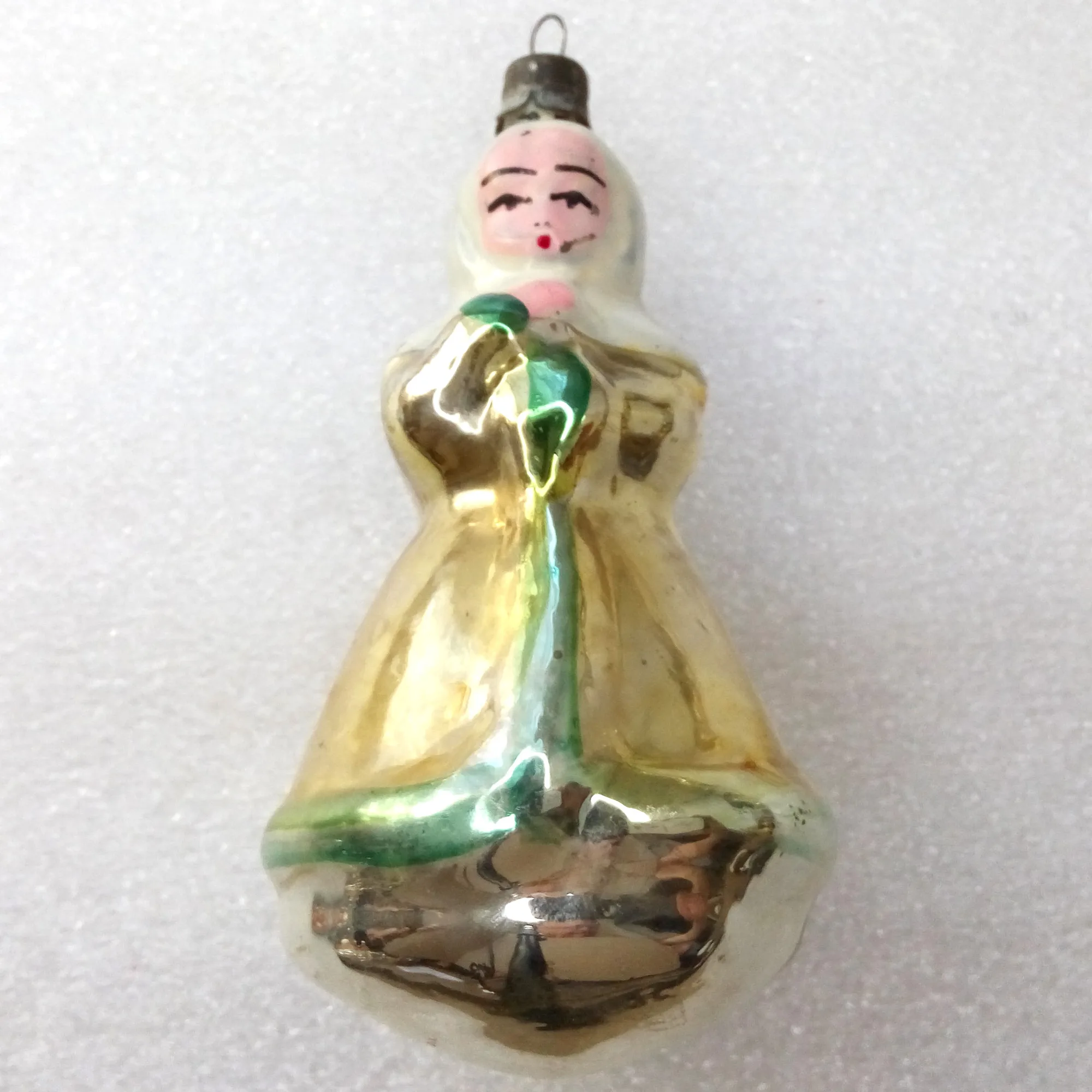 Vintage Glass Christmas Ornament Girl