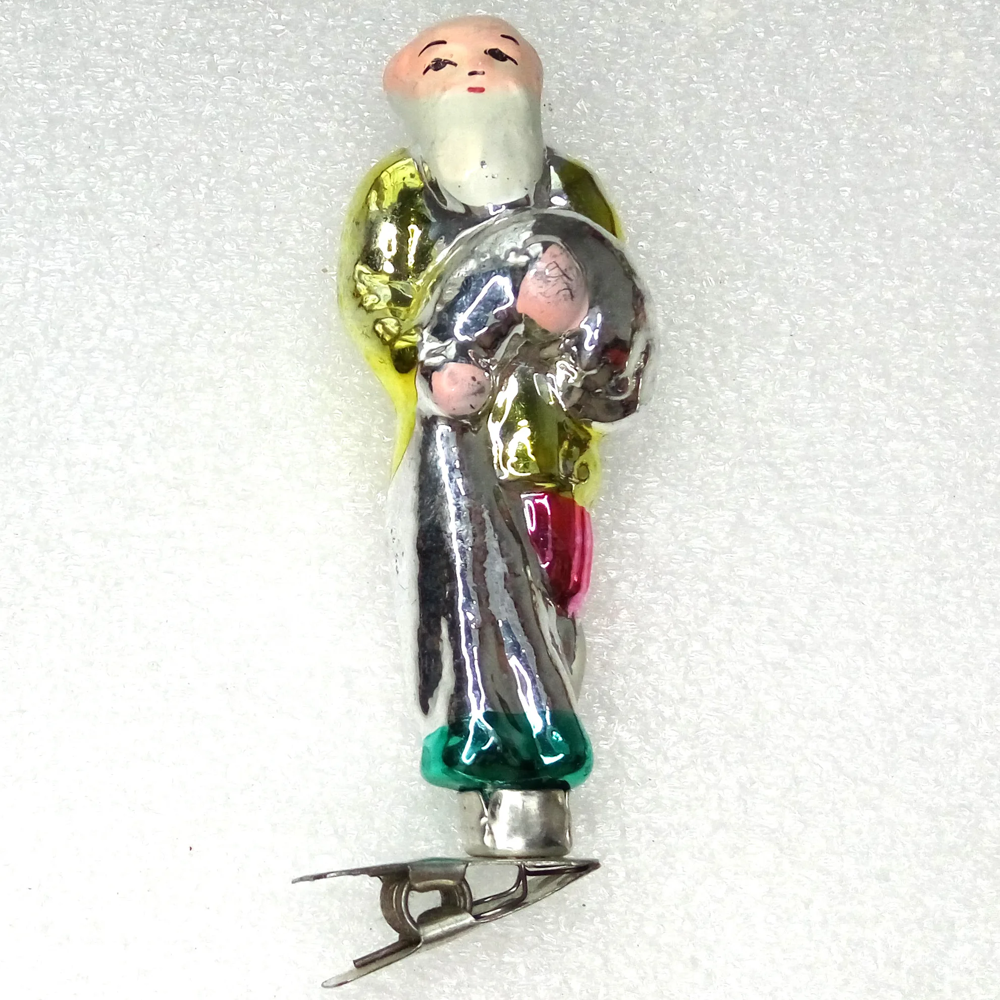 Vintage Ukrainian Glass Christmas Ornament Fisherman