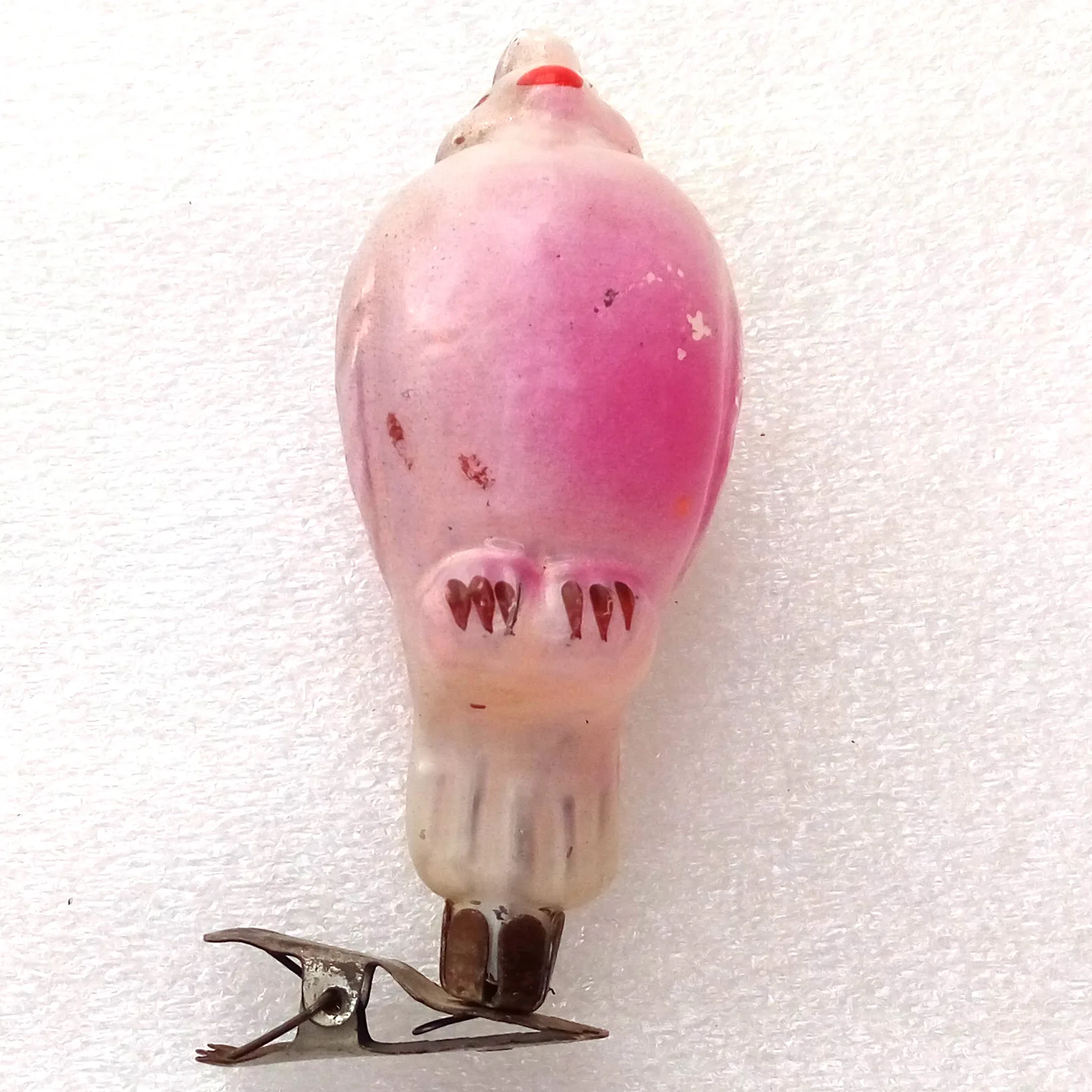 Vintage Ukrainian Glass Christmas Ornament Bullfinch