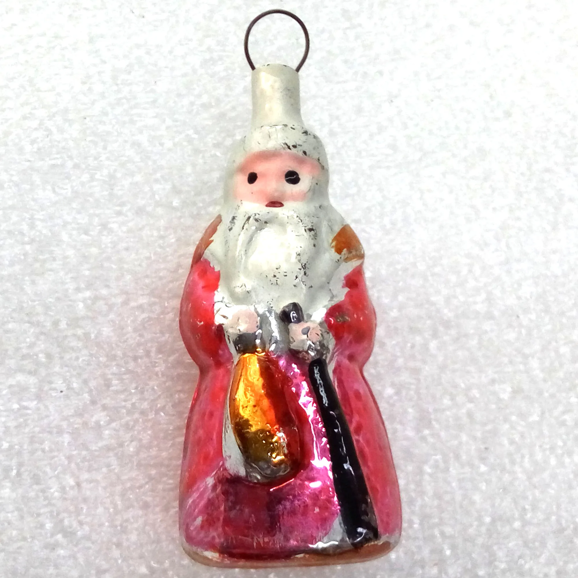 Vintage Ukrainian Glass Christmas Ornament Tree Santa Claus