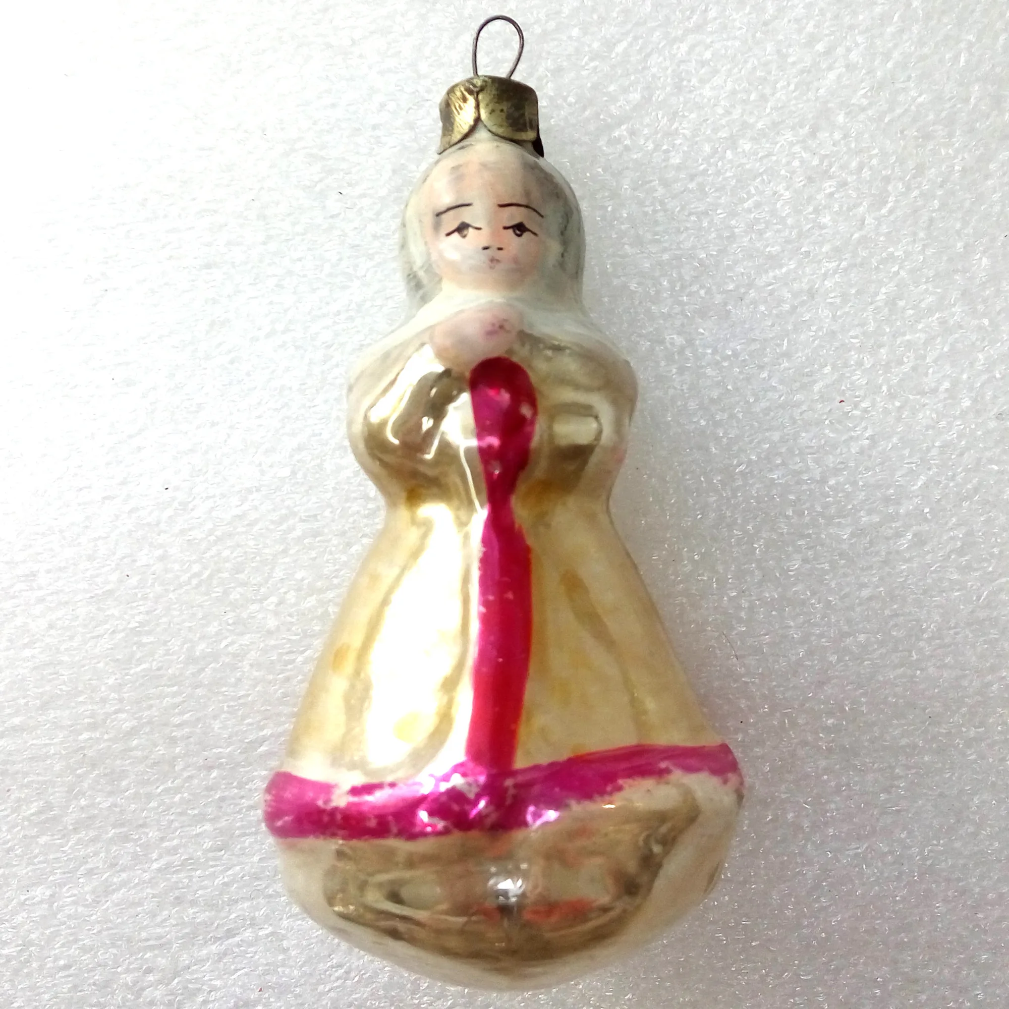 Vintage Glass Christmas Ornament Girl