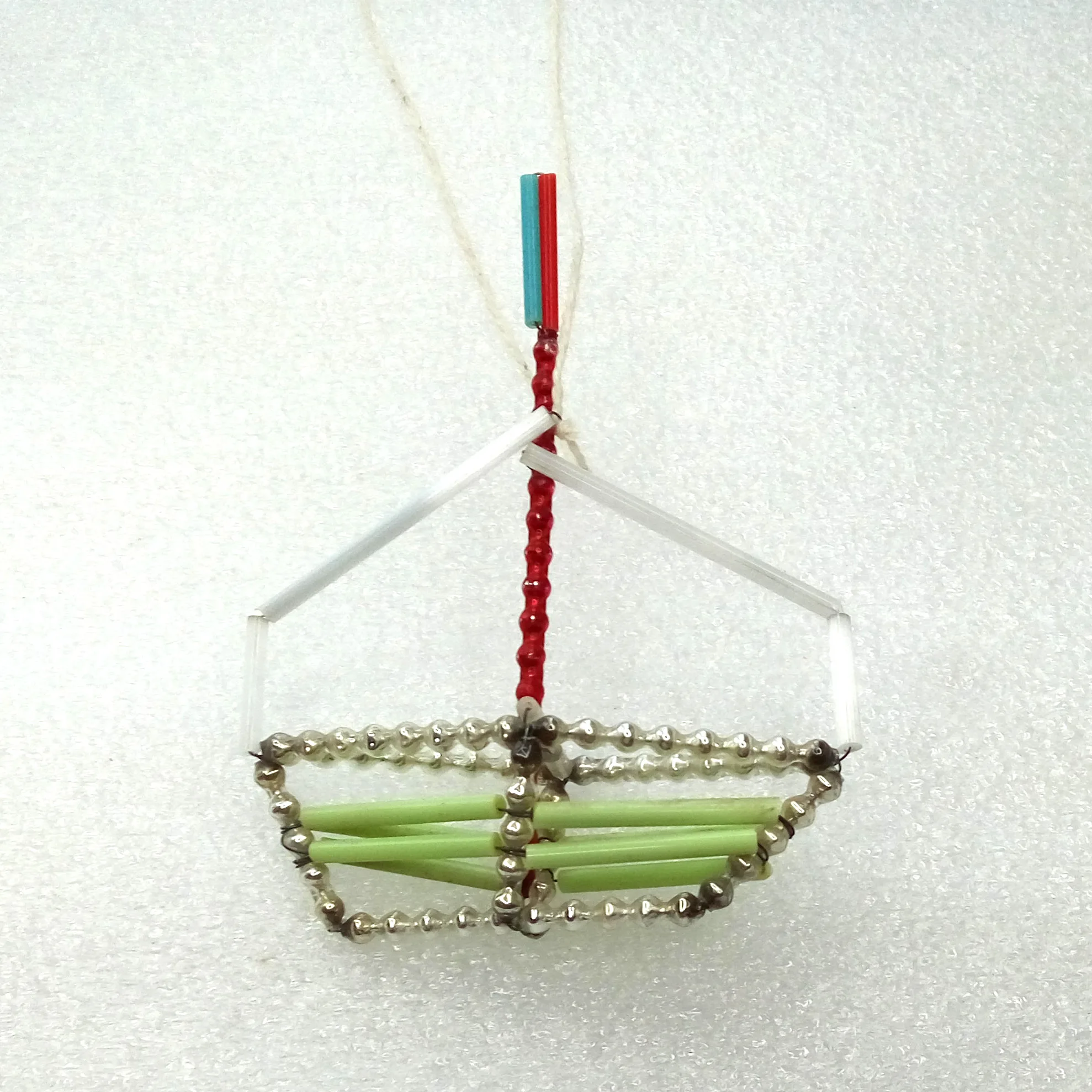 Vintage Tube Glass Christmas Ornament Boat