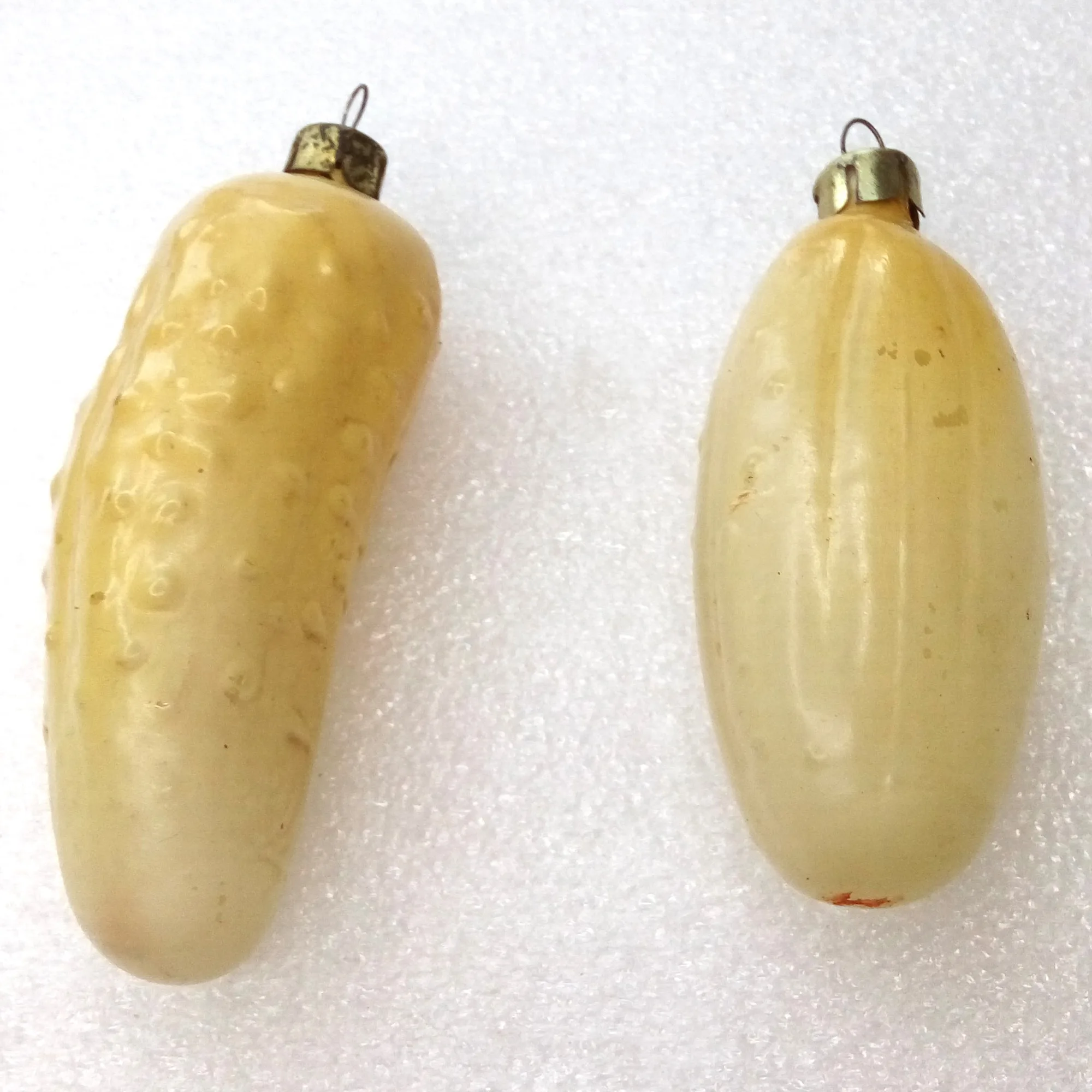 Set of 2 Vintage Glass Christmas Ornaments Tree Pickles