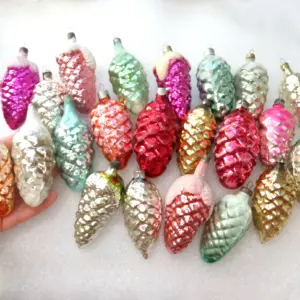Set of 22 Vintage Glass Christmas Ornaments Pinecones