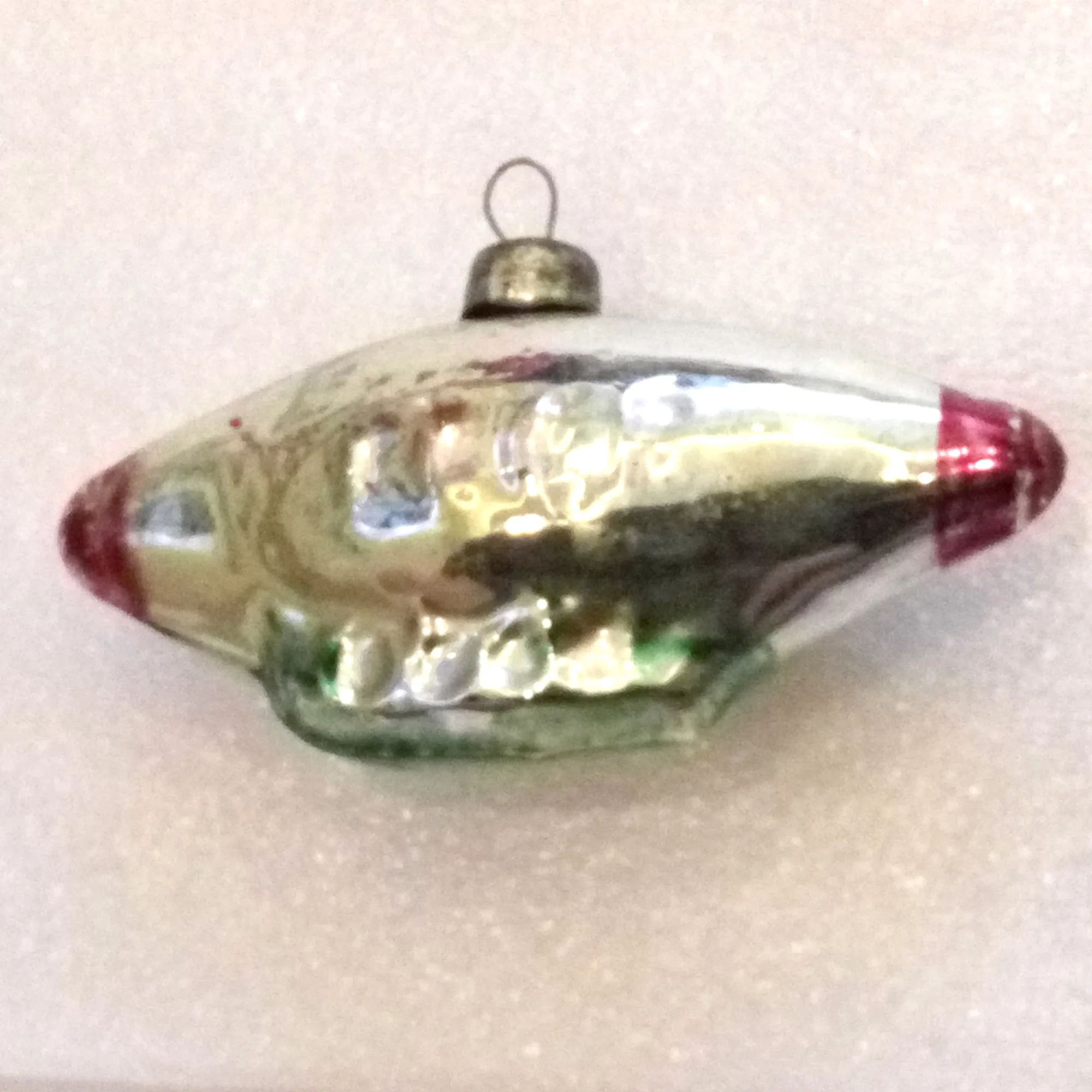 Vintage USSR Glass Christmas Ornament Dirigible