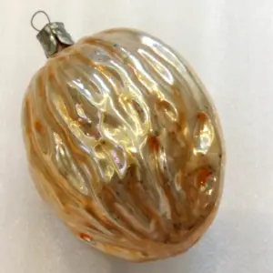 Vintage USSR Glass Christmas Ornament Old Walnut