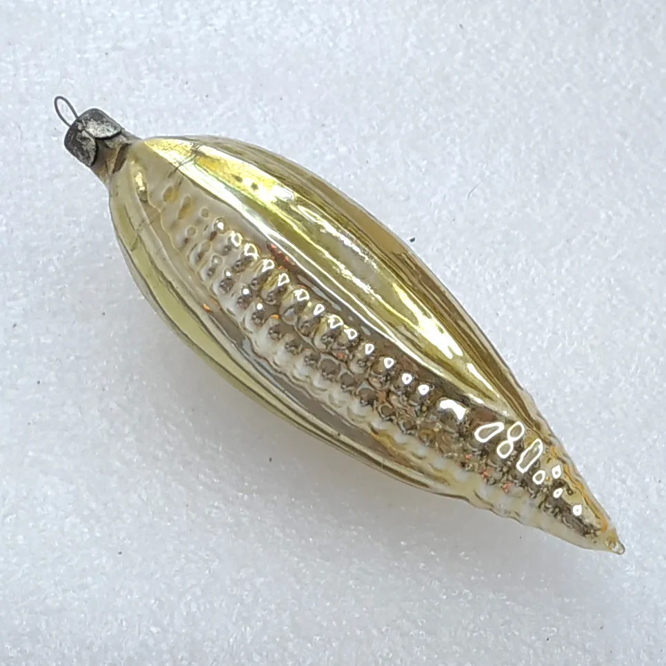 Antique Vintage Silver Glass Christmas Ornament USSR Corn