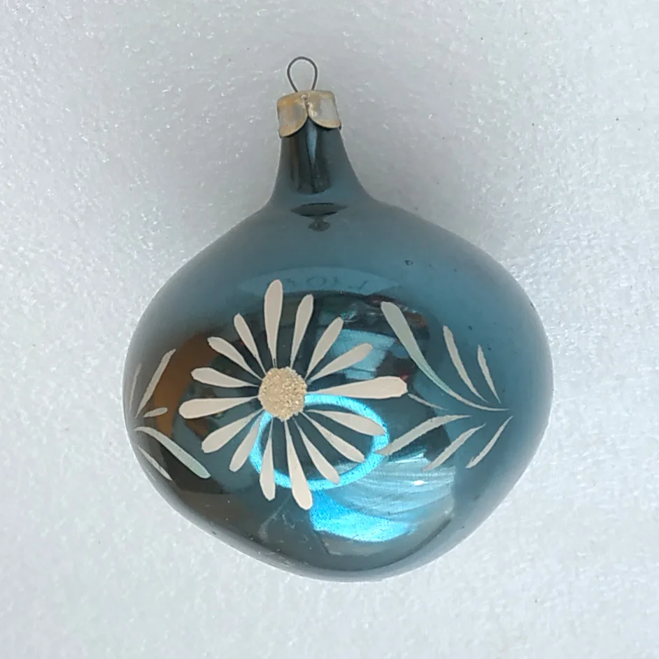 Antique Vintage Silver Glass Christmas Ornament USSR Ball