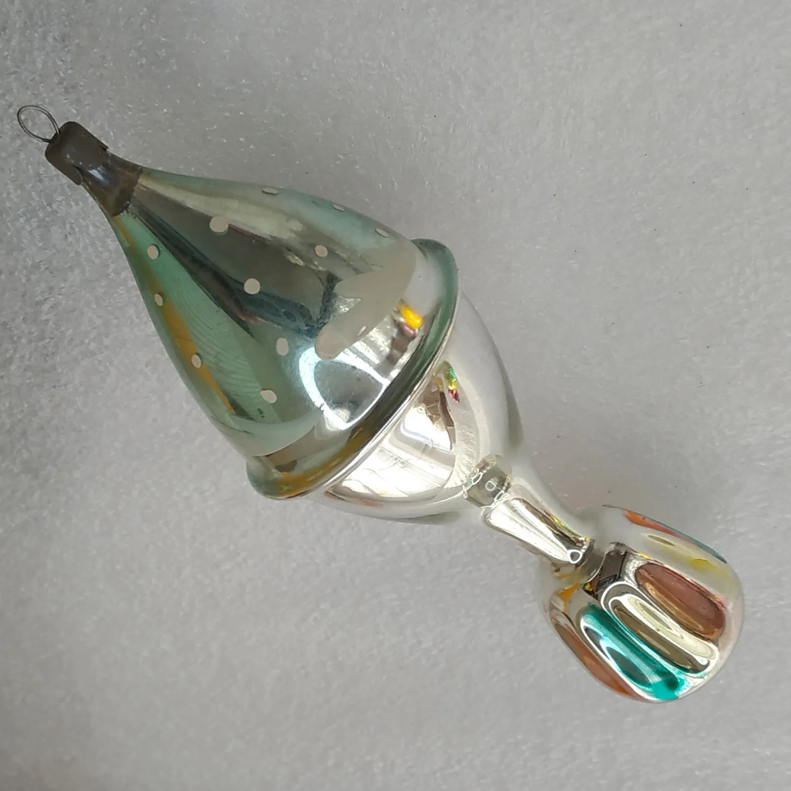 Antique Vintage USSR Silver Glass Christmas Ornament Tree