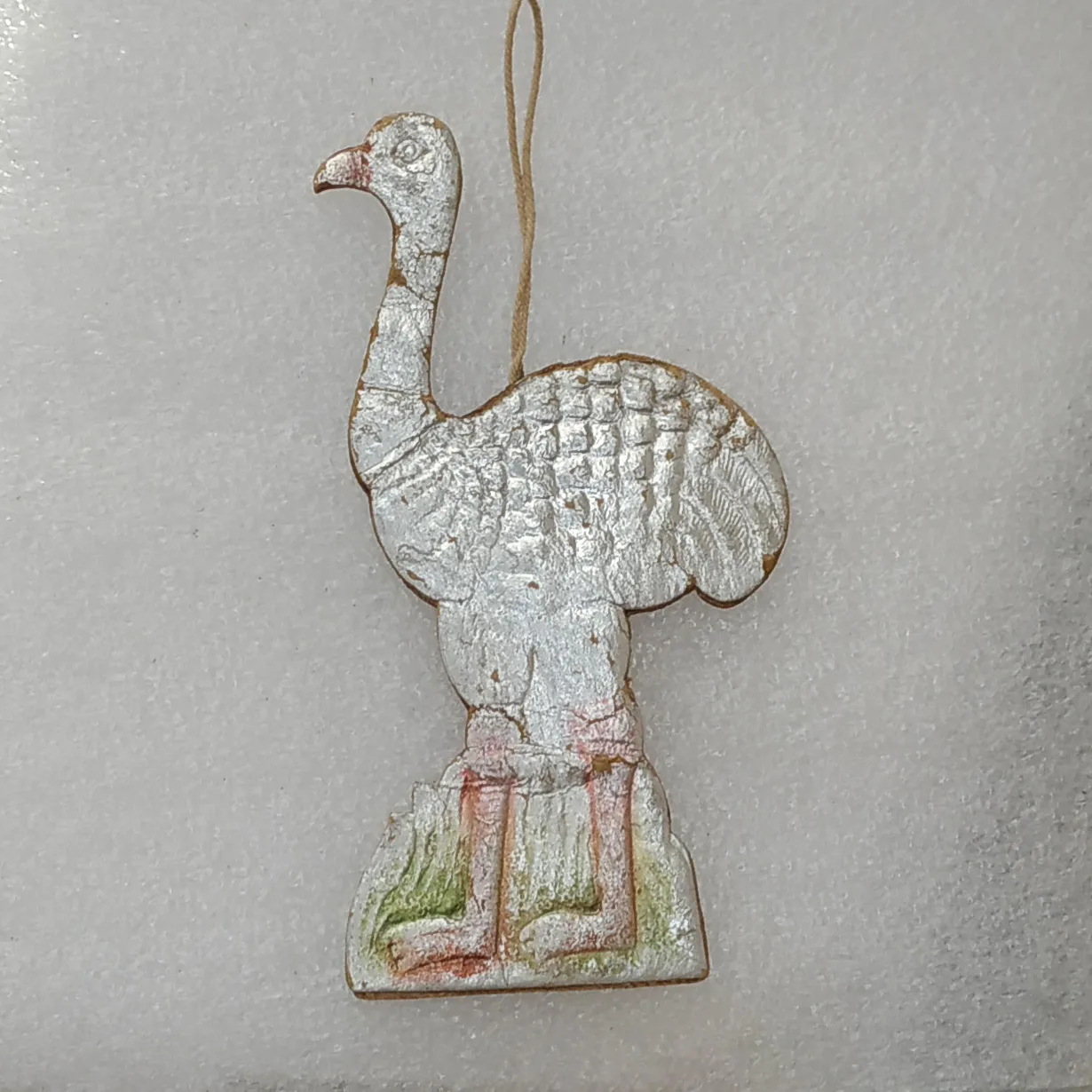 Antique Vintage USSR Cardboard Christmas Ornament Dresden Decor Ostrich