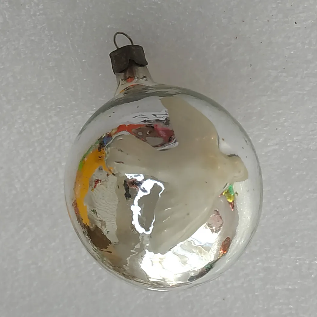 Antique Vintage USSR Glass Christmas Ornament Tree Ball w Dove