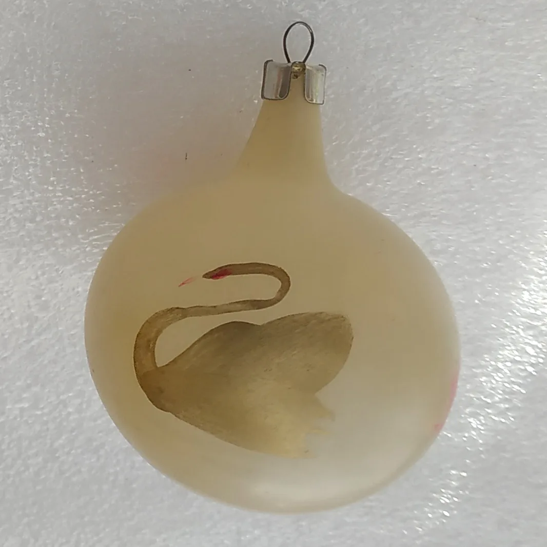 Antique Vintage USSR Glass Christmas Ornament Tree Ball w Swan