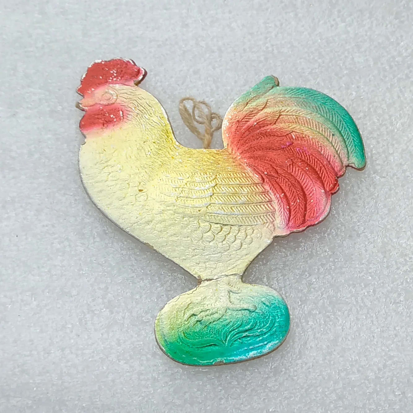 Antique Vintage USSR Cardboard Christmas Ornament Dresden Decor Rooster